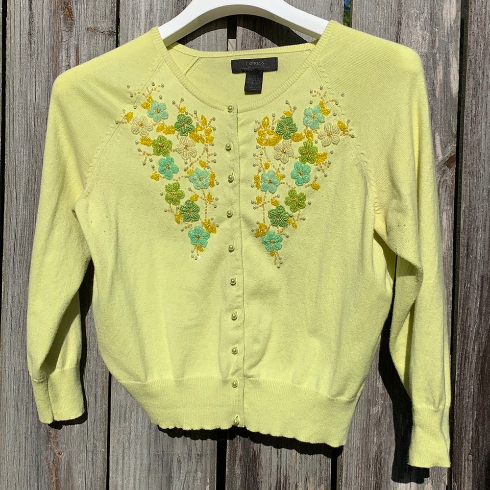 Express cashmere blend hand-beaded cardigan M